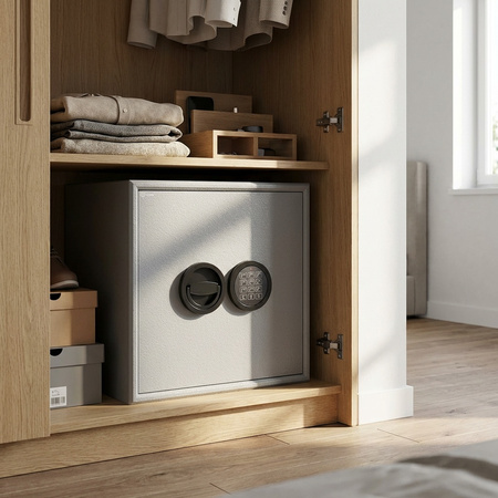 Sejf domowy Adorf klasa S1 38x38x37,5 cm szary – zamek elektroniczny