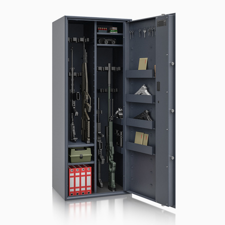 Szafa na broń długą S1 Siegen Max Kombi 18 szt. 150 cm grafitowa – zamek elektroniczny