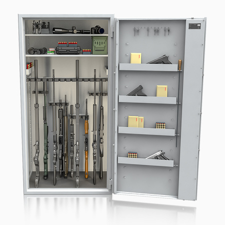 Szafa na broń długą S1 Siegen Super 31 szt. 180 cm szara – zamek kluczowy