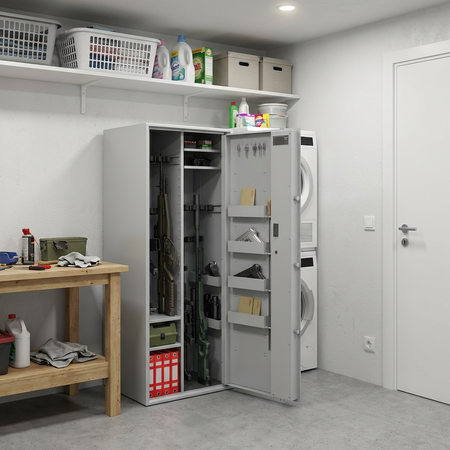 Szafa na broń długą S1 Siegen Max Kombi 16 szt. 150 cm szara – zamek kluczowy
