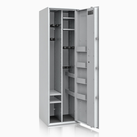 Szafa na broń długą S1 Siegen Max Kombi 12 szt. 150 cm szara – zamek kluczowy