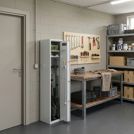 Szafa na broń długą S1 Siegen 4 szt. 150 cm szara – zamek elektroniczny