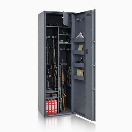 Szafa na broń długą S1 Siegen Max Kombi 16 szt. 170 cm grafitowa – zamek elektroniczny