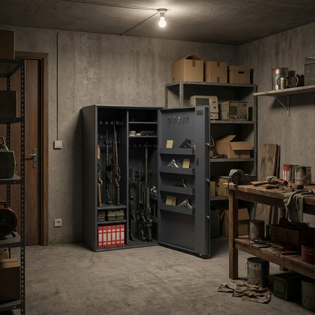 Szafa na broń długą S1 Siegen Max Kombi 26 szt. 150 cm grafitowa – zamek elektroniczny