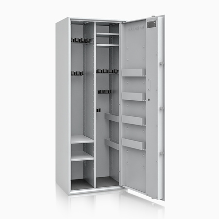 Szafa na broń długą S1 Siegen Max Kombi 16 szt. 150 cm szara – zamek kluczowy