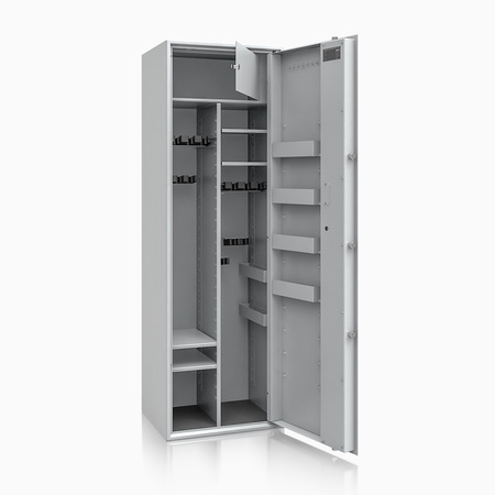 Szafa na broń długą S1 Siegen Max Kombi 16 szt. 170 cm szara – zamek kluczowy