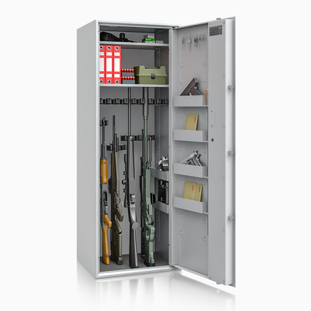 Szafa na broń długą S1 Siegen Max 17 szt. 150 cm szara – zamek kluczowy