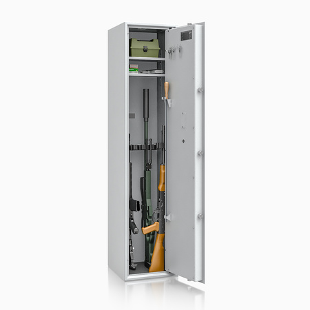 Szafa na broń długą S1 Siegen 7 szt. 150 cm szara – zamek kluczowy