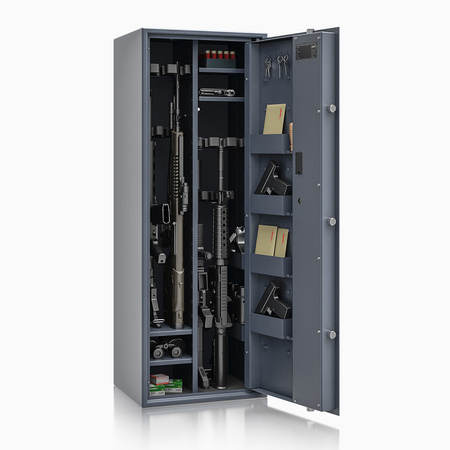 Szafa na broń długą S1 Siegen Max Kombi 12 szt. 125 cm grafitowa – zamek elektroniczny