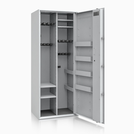 Szafa na broń długą S1 Siegen Max Kombi 18 szt. 150 cm szara – zamek kluczowy