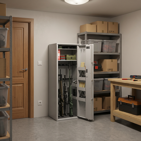 Szafa na broń długą S1 Siegen Max 12 szt. 150 cm szara – zamek elektroniczny (50083.02)