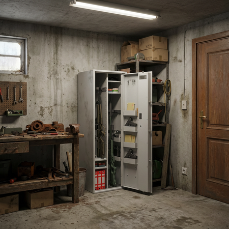 Szafa na broń długą S1 Siegen Max Kombi 12 szt. 150 cm szara – zamek kluczowy (500083.51)