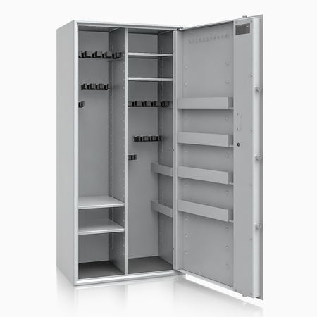 Szafa na broń długą S1 Siegen Max Kombi 20 szt. 150 cm szara – zamek kluczowy