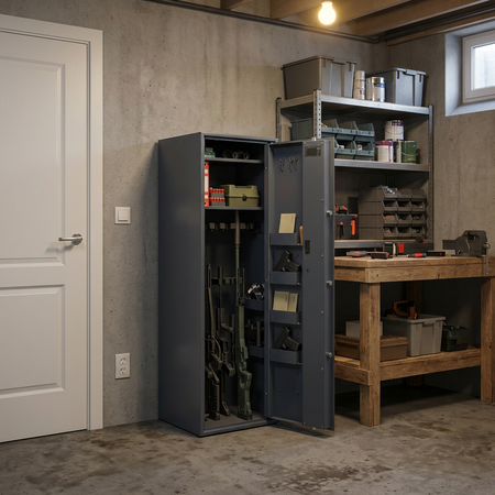 Szafa na broń długą S1 Siegen Max 12 szt. 150 cm grafitowa - zamek kluczowy