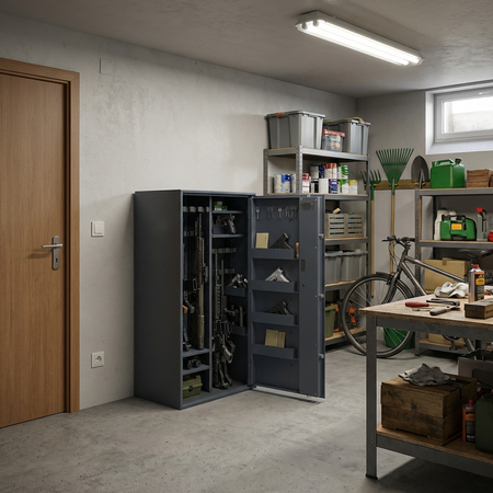 Szafa na broń długą S1 Siegen Max Kombi 18 szt. 125 cm grafitowa – zamek elektroniczny