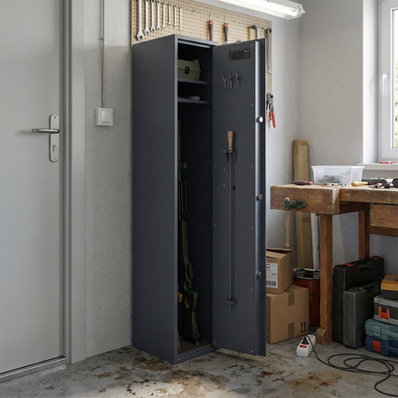 Szafa na broń długą S1 Siegen 5 szt. 150 cm grafitowa – zamek elektroniczny