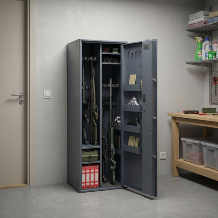 Szafa na broń długą S1 Siegen Max Kombi 16 szt. 150 cm grafitowa – zamek elektroniczny (500085.54)