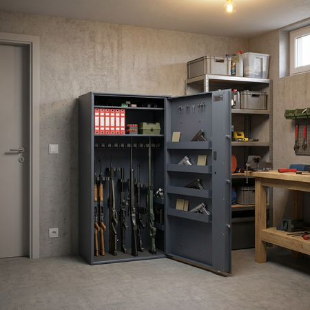 Szafa na broń długą S1 Siegen Max 23 szt. 150 cm grafitowa – zamek kluczowy