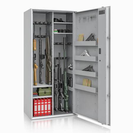 Szafa na broń długą S1 Siegen Max Kombi 20 szt. 150 cm szara – zamek elektroniczny (500086.52)