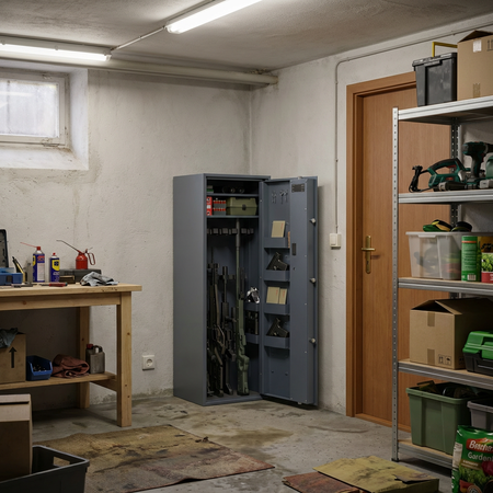 Szafa na broń długą S1 Siegen Max 12 szt. 150 cm grafitowa - zamek kluczowy