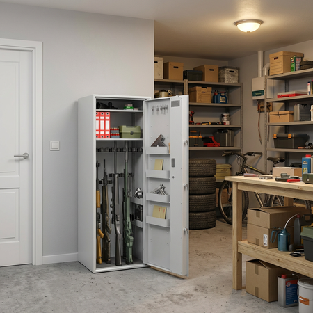 Szafa na broń długą S1 Siegen Max 17 szt. 150 cm szara – zamek elektroniczny