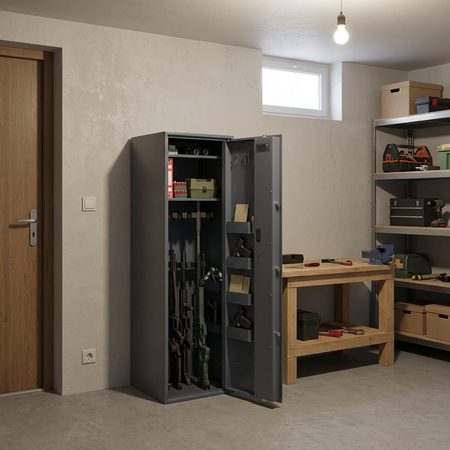 Szafa na broń długą S1 Siegen Max 12 szt. 150 cm grafitowa – zamek elektroniczny (50083.12)