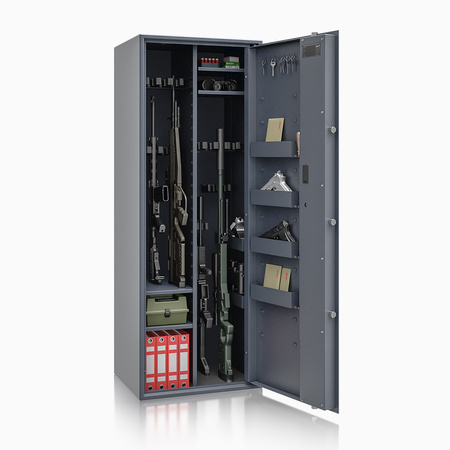 Szafa na broń długą S1 Siegen Max Kombi 16 szt. 150 cm grafitowa – zamek elektroniczny