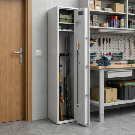 Szafa na broń długą S1 Siegen 5 szt. 150 cm szara – zamek elektroniczny