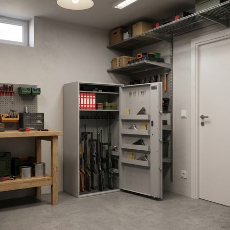 Szafa na broń długą S1 Siegen Max 23 szt. 150 cm szara – zamek elektroniczny