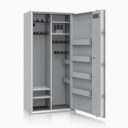 Szafa na broń długą S1 Siegen Max Kombi 18 szt. 125 cm szara – zamek kluczowy