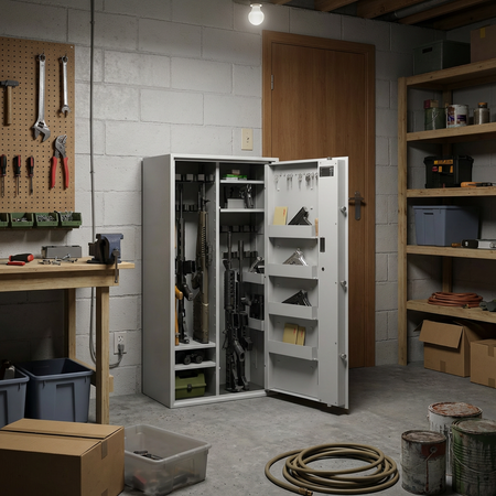 Szafa na broń długą S1 Siegen Max Kombi 18 szt. 125 cm szara – zamek elektroniczny