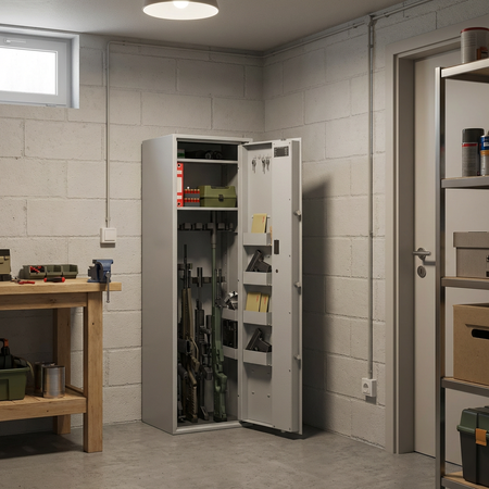 Szafa na broń długą S1 Siegen Max 12 szt. 150 cm szara - zamek elektroniczny